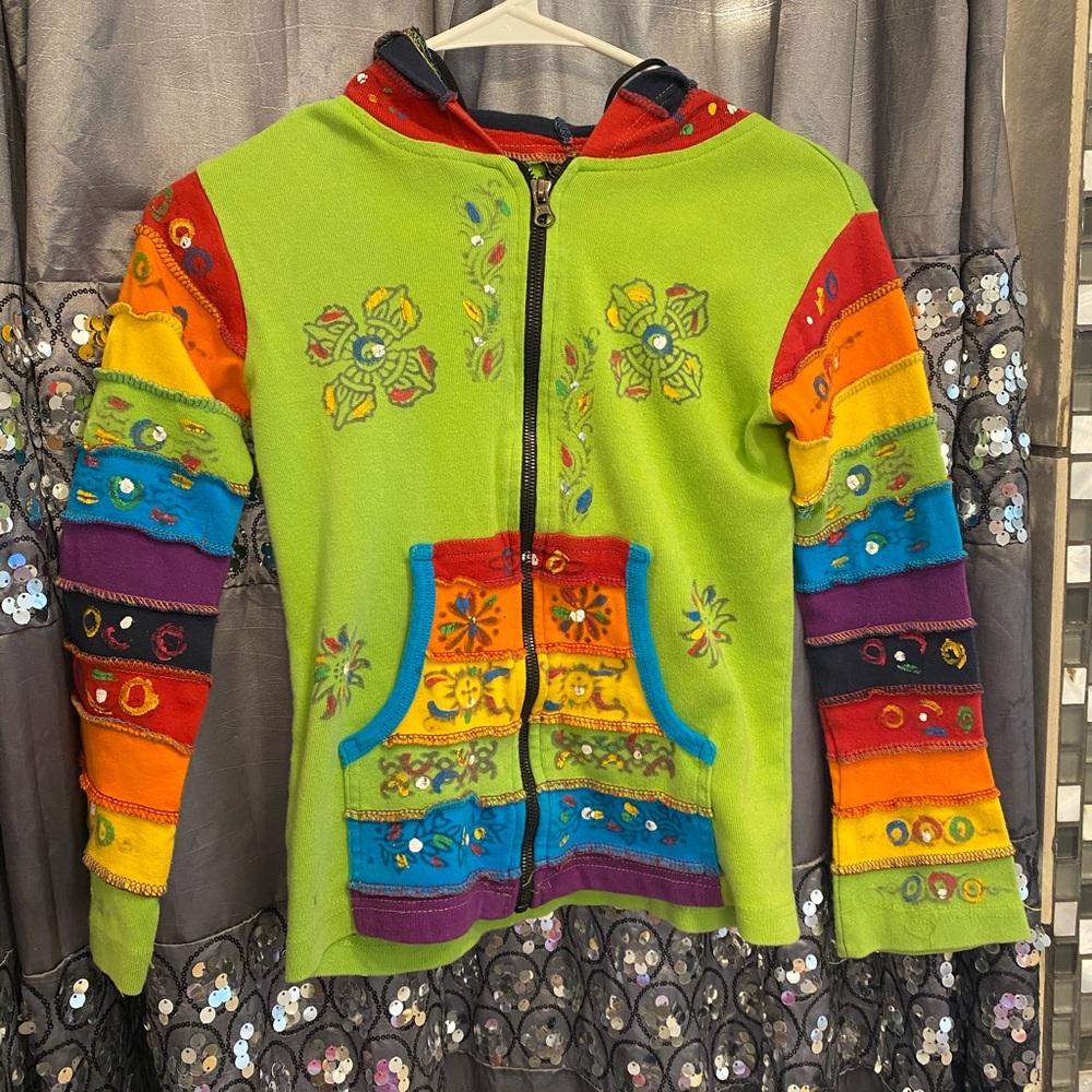 Rising international multicolored zip up hoodie